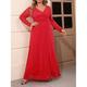 robe longue Femme Grande Taille robe noire manche longue Eté Printemps Automne - Elégant Soirée Maxi Maille Dos Nu Etincelant Plein Col V Anniversaire Vacances Maille Noir Rouge XL XXL 3XL 4XL 5XL