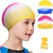 Swim Cap 2 Pack Durable Silicone Swimming Caps for Kids Girls Boys Youths (Age 4-25) Waterproof Kids Swim Caps Comfortable Fit for Long Hair and Short Hair Adults Youth