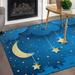 Wellsay Galaxy Moon Star Non Slip Area Rug for Living Dinning Room Bedroom Kitchen 4 x 5 (48 x 63 Inches / 120 x 160 cm) Galaxy Moon Star Nursery Rug Floor Carpet Yoga Mat