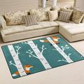 Wellsay Forest Animal Fox with Birch Trees and Leaves Non Slip Area Rug for Living Dinning Room Bedroom Kitchen 1.7 x 2.6 (20 x 31 Inches) Cute Nursery Rug Floor Carpet Yoga Mat