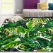 Wellsay Palm Leaf Non Slip Area Rug for Living Dinning Room Bedroom Kitchen 4 x 6 (48 x 72 Inches) Watercolor Tropical Leaf Nursery Rug Floor Carpet Yoga Mat