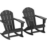 Home Furniture Patio Rocking Chair 2PCS HDPE Adirondack Rocker Chair For Lawn Garden Porch (Gray)
