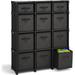 12 Cube Storage Organizer - Black Cube Organizer Shelf Storage Cubes Organizer Shelves with Fabric Storage Cubes Sturdy Storage Shelves Cube Storage Shelf for Bedroom Playroom and More