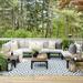 8 Pieces Patio Sectional sofa set E-coating Steel frame Conversation Sets with Built-in Side Table Grey Cushion Type C 4