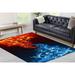 Modern Rugs Rugs Fire Vs Water War Rug Wedding Rugs Fire Rug Water Rug Decorative Rugs Kitchen Rugs Pattern Rugs Red Rug Blue Rug 1.7 x2.3 - 50x70 cm