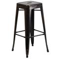 Bowery Hill Metal 30 Backless Bar Stool in Black-Antique Gold