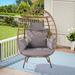 Wicker Egg Chair Indoor Outdoor Lounger With 5 Cushions Egg Chair Garden Rattan Egg Chair For Patio Backyard Living Room Bedrooms Garden Balcony