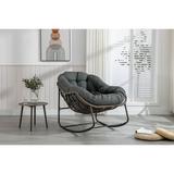 Outdoor Rattan Rocking Chair Padded Cushion Rocker Recliner Chair Outdoor for Front Porch Living Room Patio Garden Grey