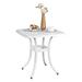 IVV 21 Square Patio Dinning Table Outdoor Cast Aluminum End Table Side Table with 2 Umbrella Hole White