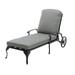 Villeston Outdoor Chaise Lounge Chair Cast Aluminum Waterproof Lounger with Wheels and Adjustable Reclining Gray Cushion