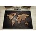 Abstract World Map Rugs Colorful Rugs Black Map Rug Hallway Rugs Modern Map Rug Modern Map Rug Non Slip Rug Outdoor Rugs Brown Map 2.6 x5 - 80x150 cm