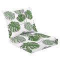 2 Piece Indoor/Outdoor Cushion Set Green monstera plant leaves seamless pattern line continuous hand Casual Conversation Cushions & Lounge Relaxation Pillows for Patio Dining Room Office Seating