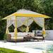 SERWALL 13 x 13 ft Gazebo with Mosquito Netting and Wheeled Bag BBQ Grill Gazebo Barbecue Canopy for Garden Backyard Lawn Yellow