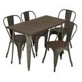 Metal Kitchen Table Set Dining Table Chairs Home Restaurant Wood Top Table 24*48 Inches Bar Coffee Table Set Indoor Outdoor Metal Base Table Patio Dining Table 4 Chairs Patio Furniture