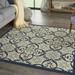 Nourison Caribbean Indoor/Outdoor Ivory/Navy 5 3 x SQUARE Area Rug (5 Square)