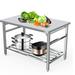 Tropow 30 x 48 Inches Stainless Steel Work Table for Prep & Work Folding NSF Heavy Duty Commercial Food Prep Worktable with Adjustable Undershelf for Kitchen Prep Work