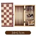 Dcenta 3 In 1 Wooden Chess Checkers Backgammon Set Portable Chess Set for Adults and Kids