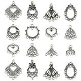 60Pcs 10 Styles Tibetan Chandelier Component Links Hollow-Out Earrings Charms for Jewelry Earring Making