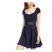 CRYSTAL DOLLS Womens Navy Cap Sleeve Square Neck Short Dress Juniors 13