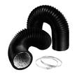 4in x 9.8ft Dryer Vent Duct Hose Flexible Insulated Air Ducting Vent Hose Aluminum Foil with 2 Clamps for HVAC Ventilation Black