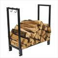 30 in Steel Firewood Log Rack with Fireplace Tool Hooks - Black by Sunnydaze