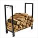 30 in Steel Firewood Log Rack with Fireplace Tool Hooks - Black by Sunnydaze