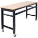 RONSHIN 60 Workbench Wide Rolling Workbenches Adjustable Height Workshop Tool Bench Metal with Rubber Wood Top Work Station for Garage Indoor Office