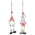 2 Pcs Wood Xmas Tree Ornaments for Christmas Trees Decoration Small Pendant Elderly and Women with Foot Nordic Braid