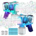 Faci Hebuch Bubble Gun 2 Packs Automatic Bubble Machine for Kids 10-Hole Bubbles Wands Blaster for Toddlers with LED Lights & Solution Bubble Party Favor Outdoor Game Toys for Boys & Girls Ages 3+