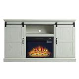 Myrtle 60 Fireplace with 2 Sliding Doors and Media Wire Management Oak