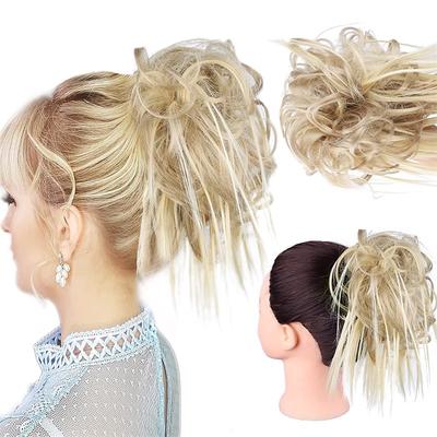 Tousled Updo Messy Bun Hairpiece Hair Extension Ponytail with Elastic Rubber Band Updo Ponytail Hairpiece Synthetic Hair Extensions Scrunchies Ponytail Hairpieces for Women