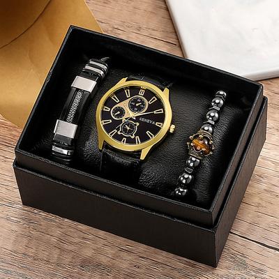 Quartz Watch for Men Analog Quartz Retro Casual Classic Chronograph Alloy Leather Classic Theme Vintage Theme Father's Day Gifts
