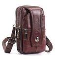 Men's Crossbody Bag Shoulder Bag Mobile Phone Bag Belt Bag Leather Outdoor Shopping Daily Zipper Large Capacity Waterproof Lightweight Solid Color Dark brown (three layers 6.5 inches) with shoulder