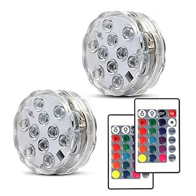 Outdoor Submersible LED Lights Waterproof 10 LED RGB Underwater Fishing Lamp Pond Fountain Lights Battery Operated Remote Control 16 Colors Pool Lights for Vase Aquarium Fish Tank