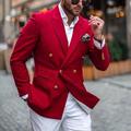 Men's Coat Casual Jacket Daily Wear Vacation Soft Durable Button Pocket Spring Fall Plain Casual Comfort Lapel Regular Red White Jacket