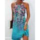 Women's Summer Dress Slip Dress Halter Neck Dress Ombre Floral Print Halter Neck Mini Dress Daily Date Sleeveless Summer Spring