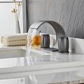 Widespread Bathroom Sink Mixer Faucet, Waterfall Arc Spout Brass 3 Hole 2 Handle Basin Tap Deck Mounted, Washroom Basin Vessel Water Tap with Hot and Cold Hose