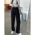 Women's Dress Pants Wide Leg Pants Trousers Solid Colored Pocket High Cut Full Length Micro-elastic High Waist Elegant Streetwear Work Street milk white Black 1# S M Winter Autumn / Fall