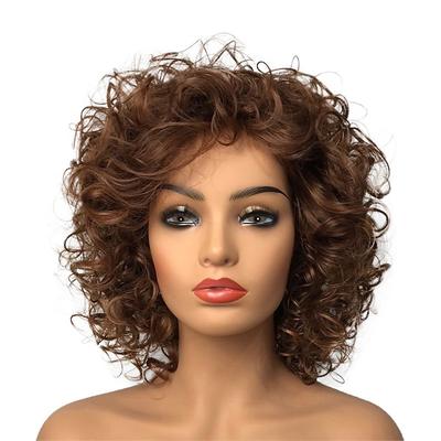 Synthetic Wig Curly Asymmetrical Machine Made Wig Short A1 A2 A3 A4 Brown Synthetic Hair Women's Cosplay Party Fashion Blonde Brown / Party / Evening / Daily