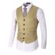Men's Vest Waistcoat Wedding Office Career Daily Wear Going out Business Traditional / Classic Spring Fall Button Pocket Polyester 95% Cotton Outdoor Comfortable Wedding Pure Color Single Breasted