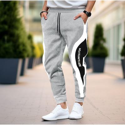 Men's Sweatpants Joggers Trousers Pocket Drawstring Patchwork Comfort Casual Daily Holiday Streetwear Stylish Black Grey Micro-elastic