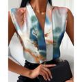 Women's Tank Top Graphic Portrait Party Work Print Sleeveless Black Sleeveless Elegant Fashion Business V Neck