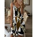 Women's Casual Dress Summer Dress Geometric Color Block Print Strap Mini Dress Streetwear Street Holiday Sleeveless Regular Fit Black Wine Brown Summer S M L XL XXL