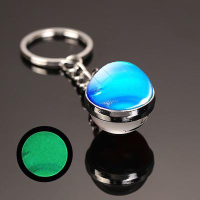 Moon Keychain Solar System Planet Keyrings Galaxy Nebula Space Keychain Earth Sun Mars Jupiter Saturn Picture Double Side Glass Ball Key Chain