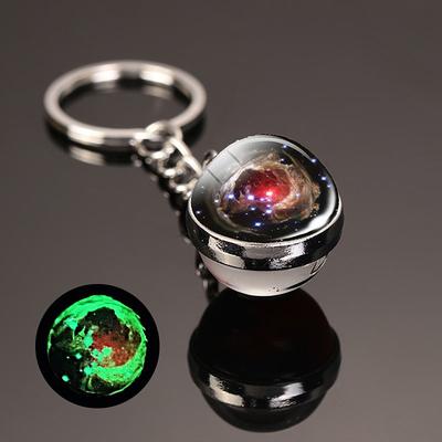 Moon Keychain Solar System Planet Keyrings Galaxy Nebula Space Keychain Earth Sun Mars Jupiter Saturn Picture Double Side Glass Ball Key Chain