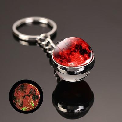 Moon Keychain Solar System Planet Keyrings Galaxy Nebula Space Keychain Earth Sun Mars Jupiter Saturn Picture Double Side Glass Ball Key Chain