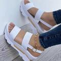 Women's Sandals Platform Sandals Plus Size Ankle Strap Sandals Outdoor Daily Beach Solid Color Solid Colored Summer Buckle Platform Wedge Heel Open Toe Casual Minimalism Walking PU Leather Faux