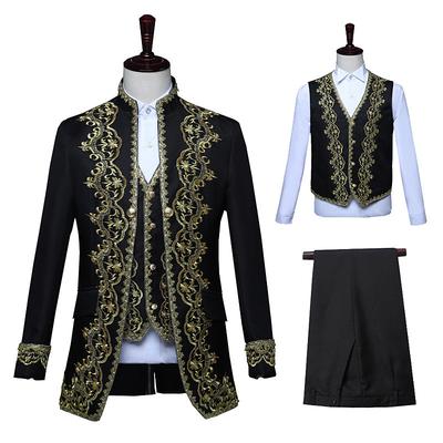 Retro Vintage Rococo Medieval 18th Century Pants Suits Blazers Waistcoat Three Piece Suit Prince Gentleman Aristocrat Men's Event / Party Festival Coat