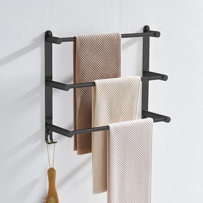 Wall Mounted Towel Rack with Hooks,Stainless Steel 3-TierTowel Bar Storage Shelf for Bathroom 30cm~70cm Towel Holder Towel Rail Towel Hanger