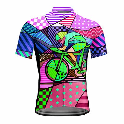 21Grams Men's Short Sleeve Cycling Jersey Summer Spandex Polyester Purple Sky Blue Stars Bike Top Mountain Bike MTB Road Bike LGBT Cycling Breathable Quick Dry Moisture Wicking Sports Clothing